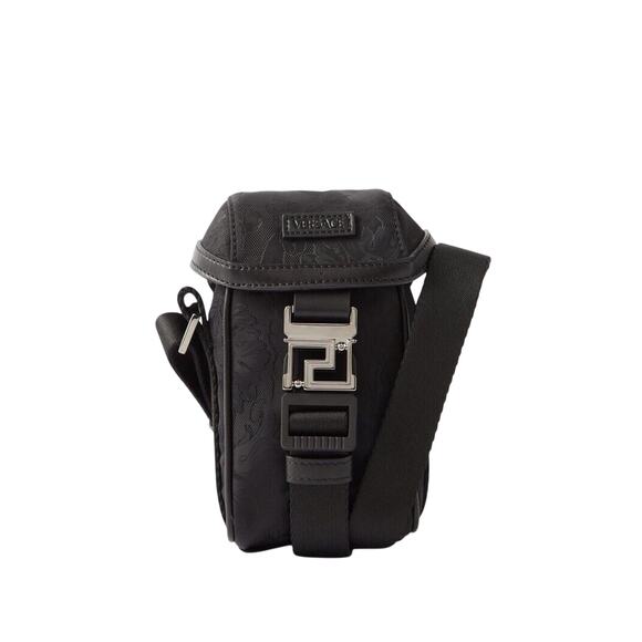 Versace Neo Jacquard Barocco Nylon Leather Trim Small Crossbody Bag NWT $775 - Picture 1 of 12